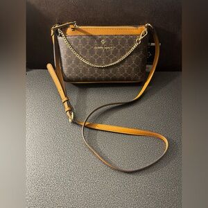 Nanette Lepore Brown and Tan Crossbody Bag with card holder